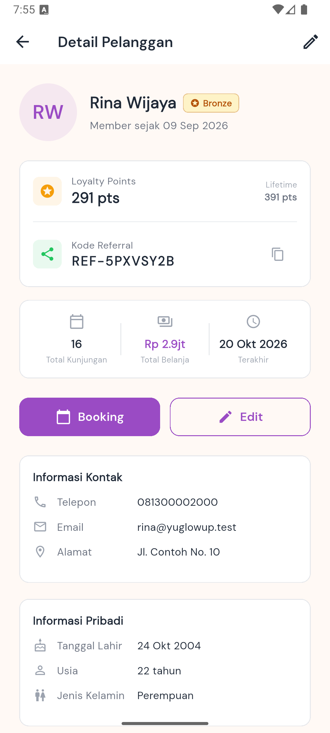 YuGlowUp — detail pelanggan